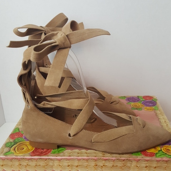 LAST CHANCE! CLOSET CLOSING! Jeffrey Campbell Susy-hi nude suede lace-up flats - Picture 4 of 8